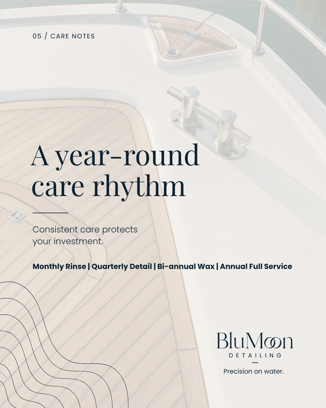 Year-round maintenance program on a yacht deck